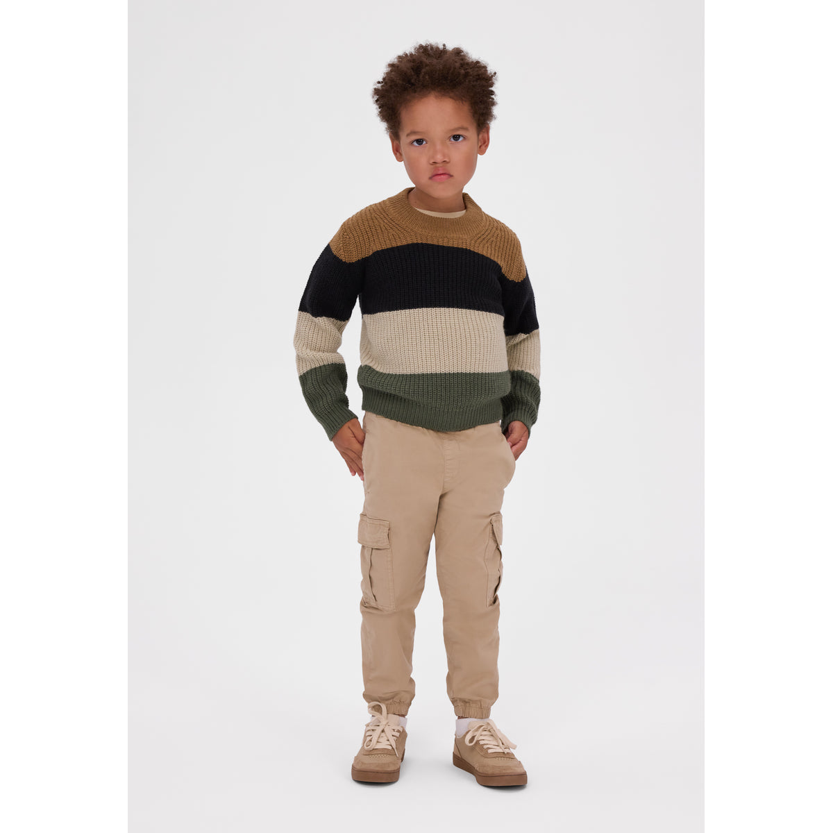 Boys' cargo trousers in beige — complete product view for square Shop card
