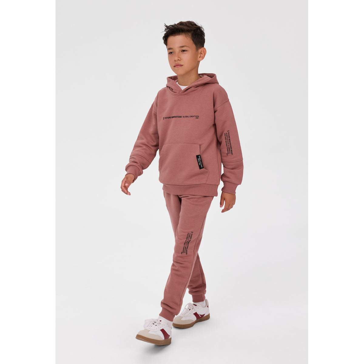 Boys' hoodie and joggers set in brown — complete product view for square Shop card