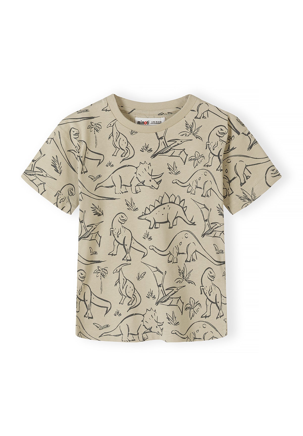 Close-up of white t-shirt showing detailed dinosaur print with green T-Rex wearing cap and sunglasses on skateboard with 'CHILL DUDE' speech bubble