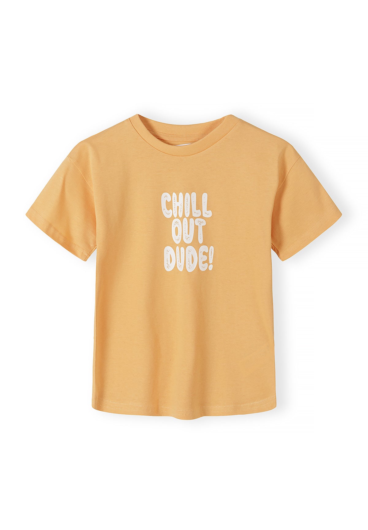 Close-up detail of white t-shirt showing palm tree and geometric pattern print with sun, waves, triangular shapes and spiral motifs in sage green color