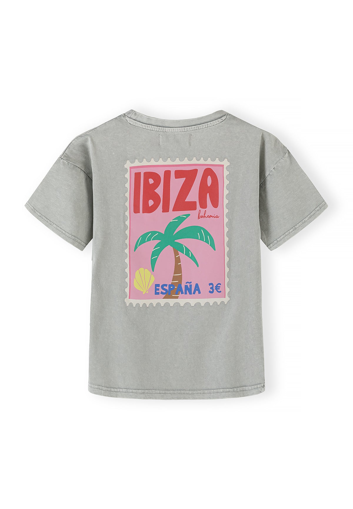 Close-up detail of pink t-shirt showing 'Enjoy The Summer' text print with decorative sun and wave elements