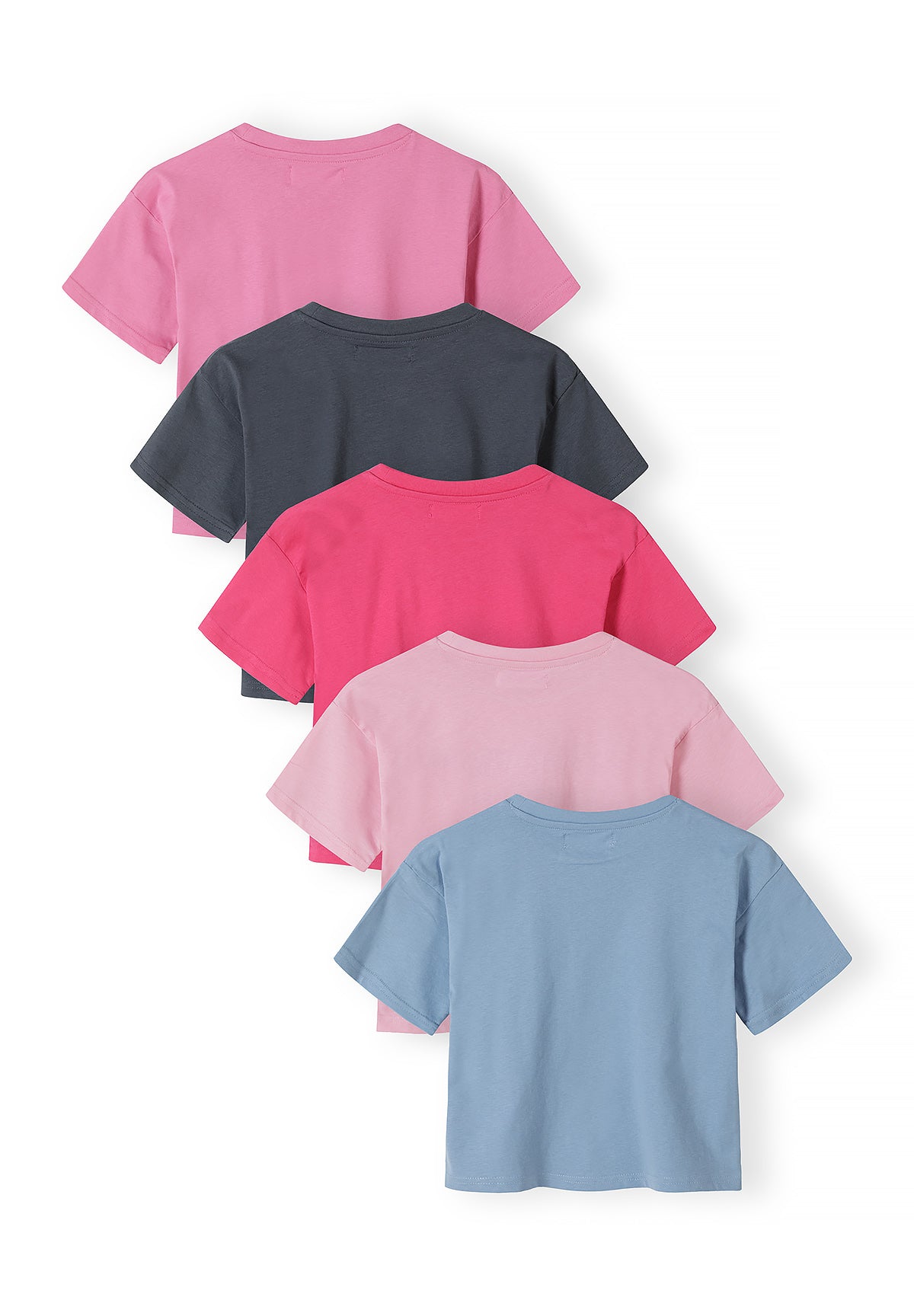 Single hot pink t-shirt with Hawaiian Sun tropical print featuring drinks and flowers with 'the perfect surf' text laid flat on white background