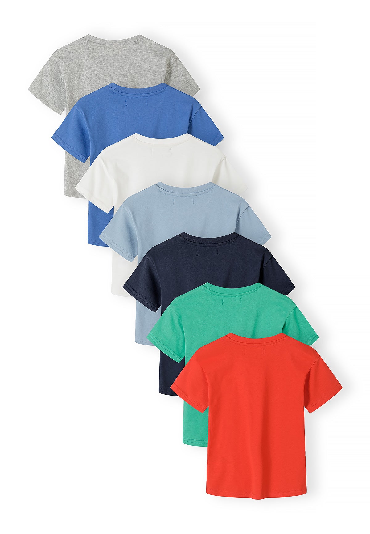 Single green cotton t-shirt with crew neck and short sleeves showing Minoti label detail