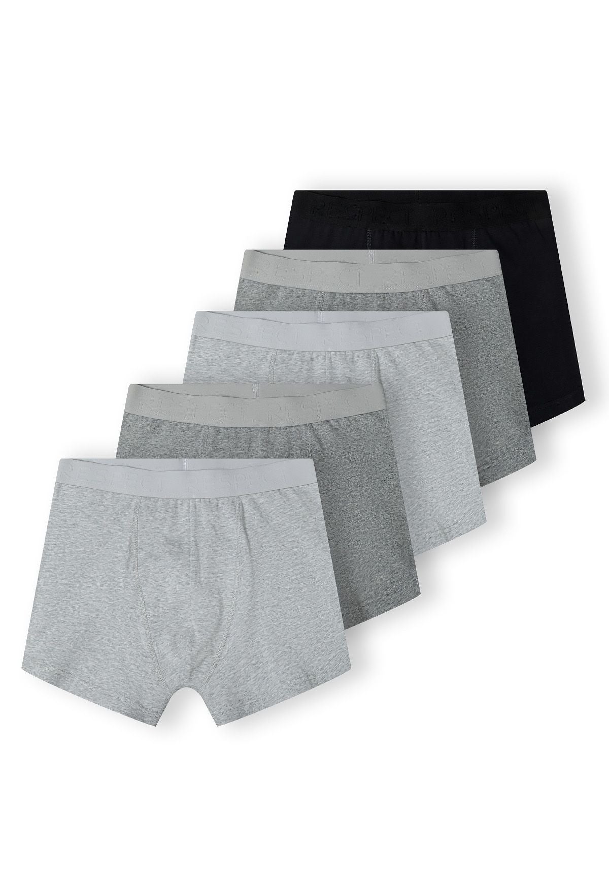 Mens Boxer Shorts 5-Pack, Grey Black - 1