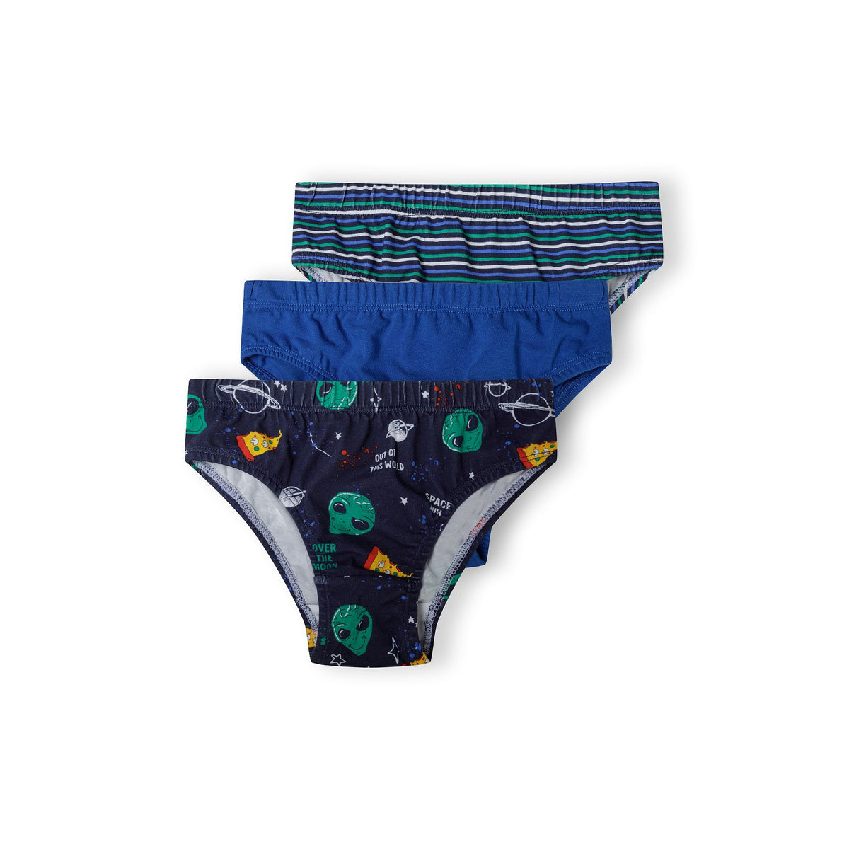 Boys' briefs 3-pack in blue and navy — complete product view for square Shop card
