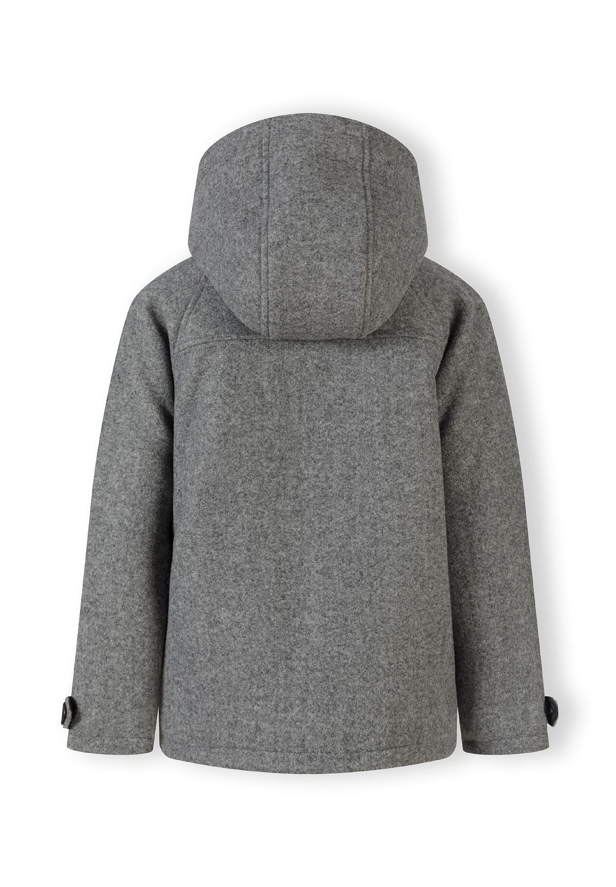 Hooded Button Coat, Grey, Classic Wool-Look - 3