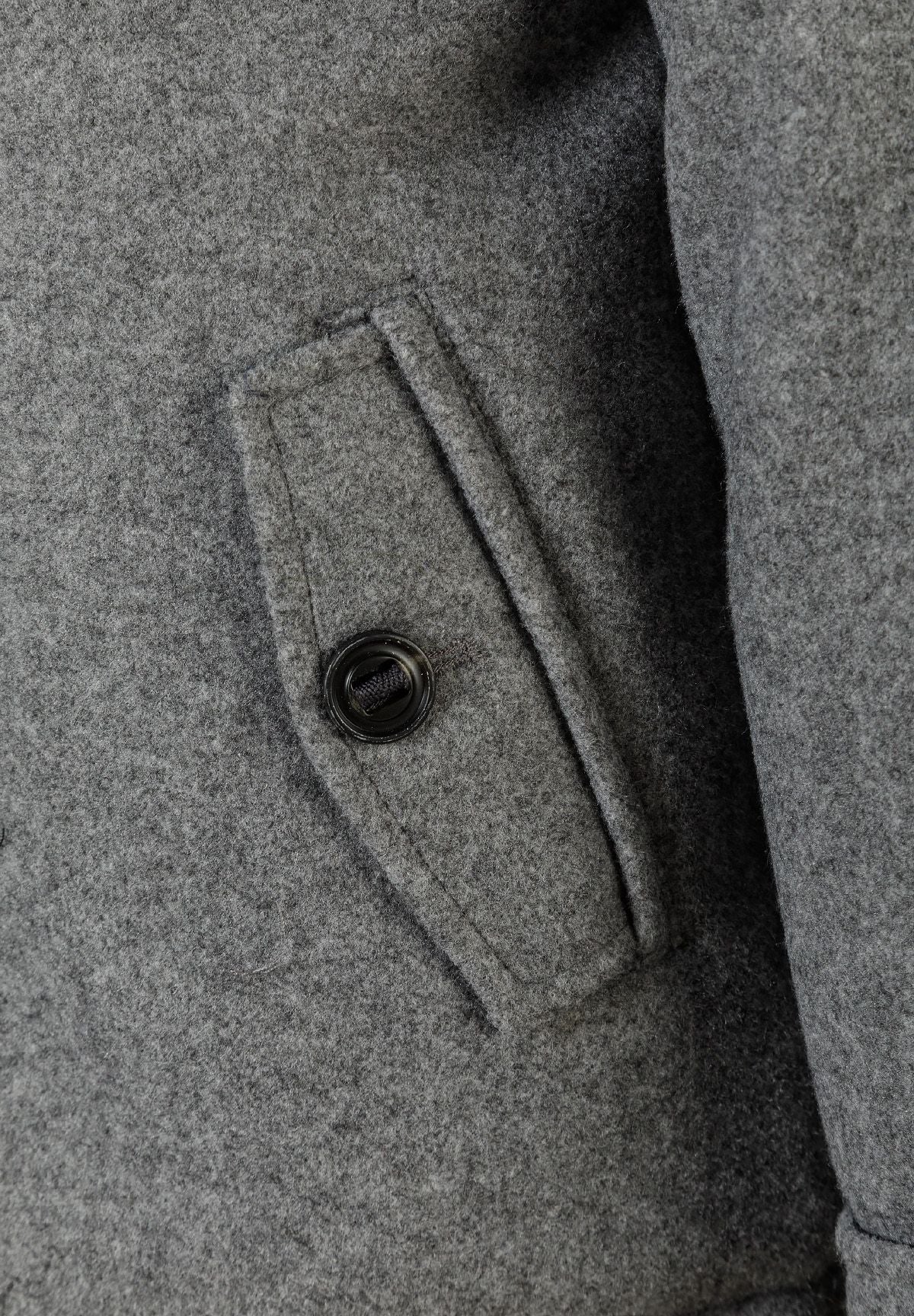Hooded Button Coat, Grey, Classic Wool-Look - 5
