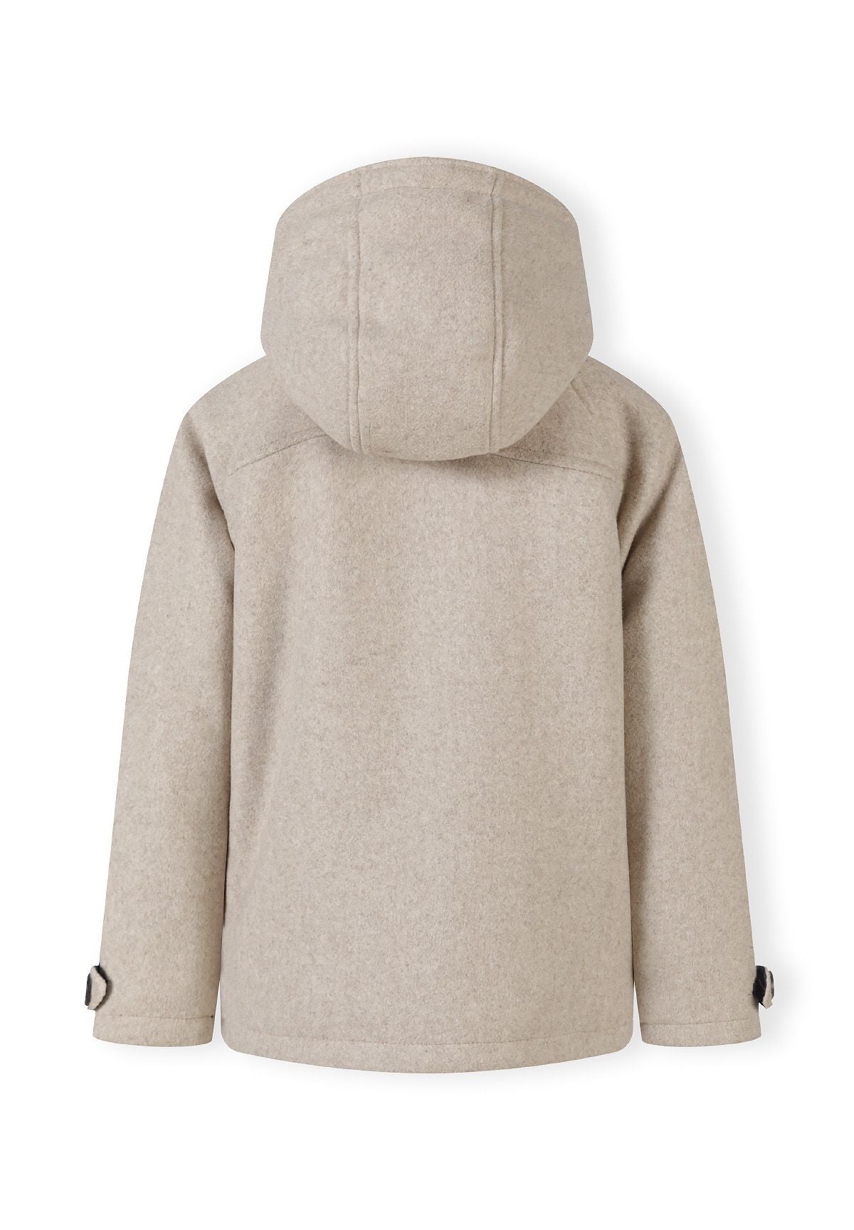 Hooded Button Coat, Beige, Padded - 3