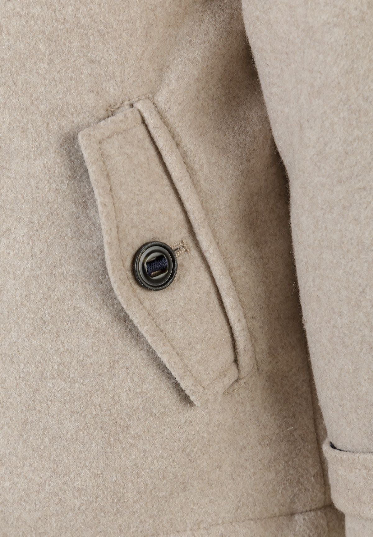 Hooded Button Coat, Beige, Padded - 5
