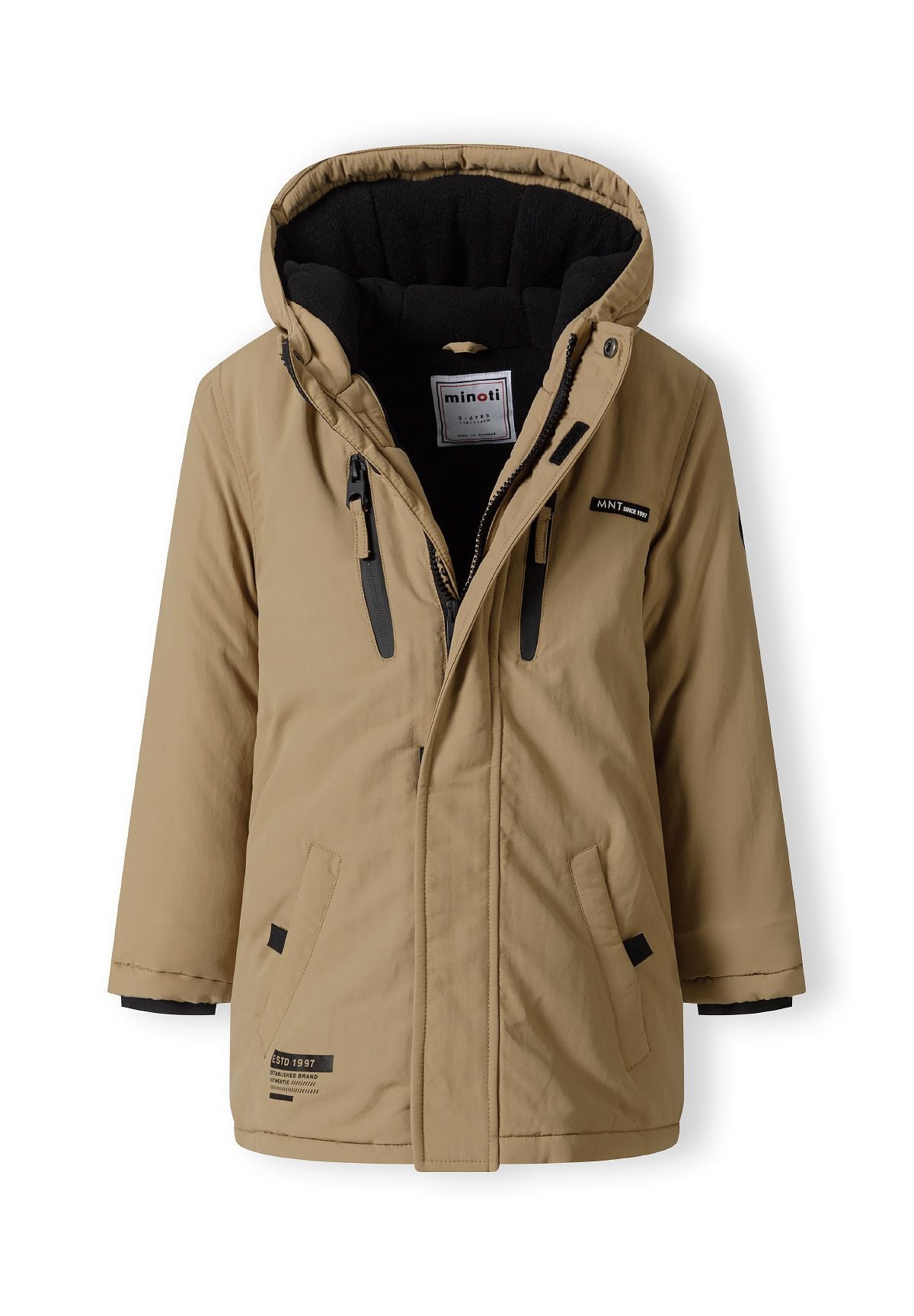 Hooded Parka Jacket, Sherpa Lined, Beige - 4