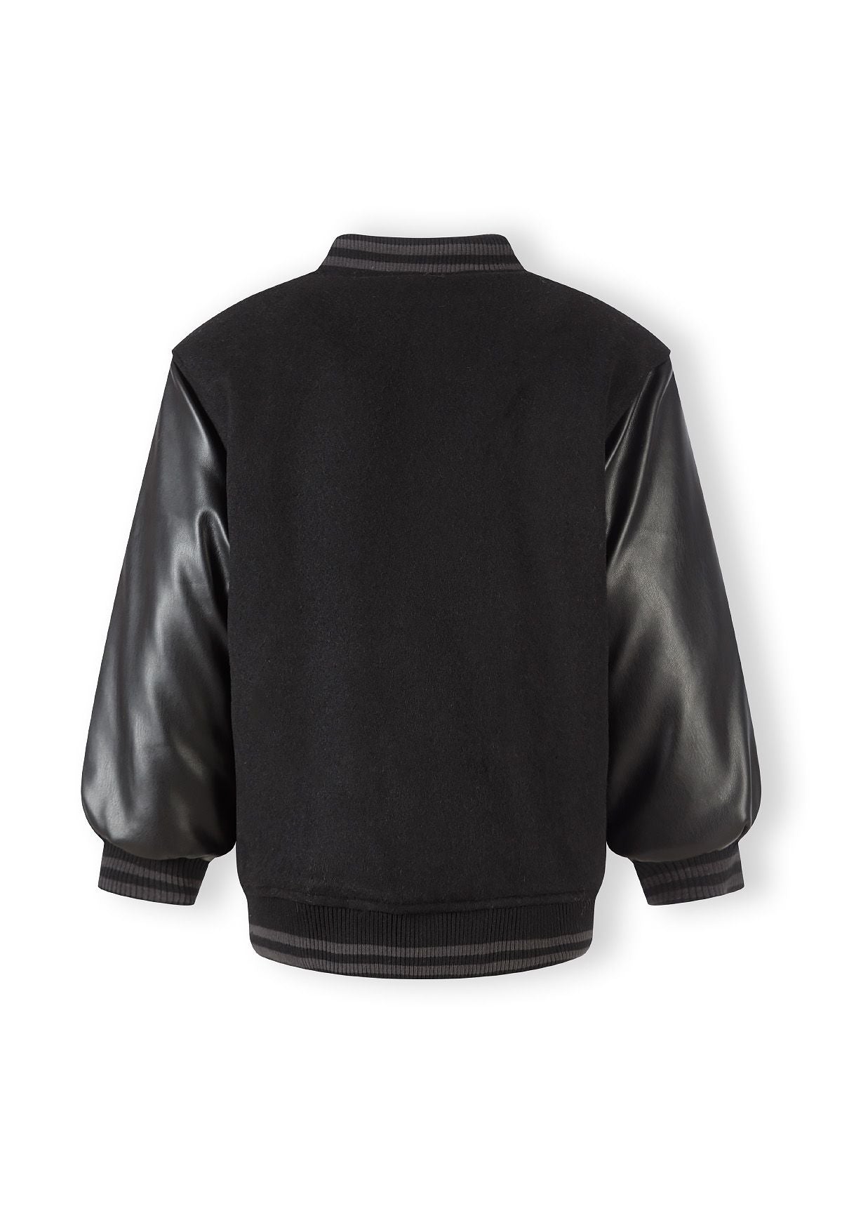 Baseball Jacket Black Faux Leather Sleeves, Sports - 3