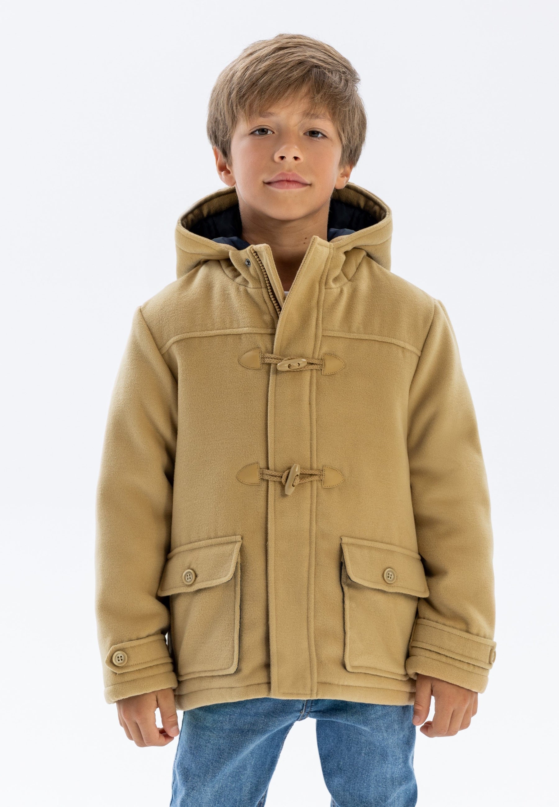 Duffle Coat Toggle Fastening Hooded Beige - 1