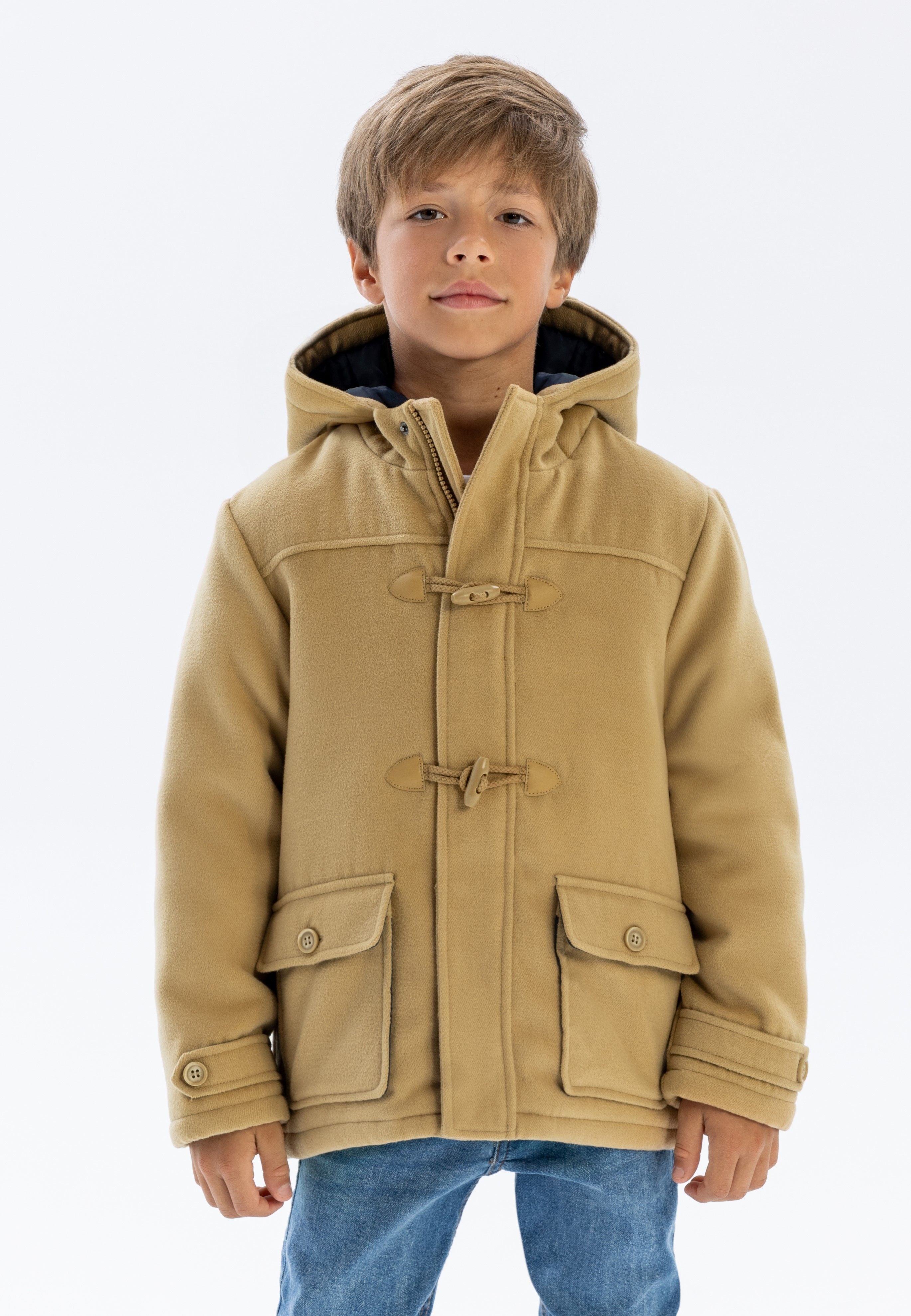Duffle Coat Toggle Fastening Hooded Beige - 1