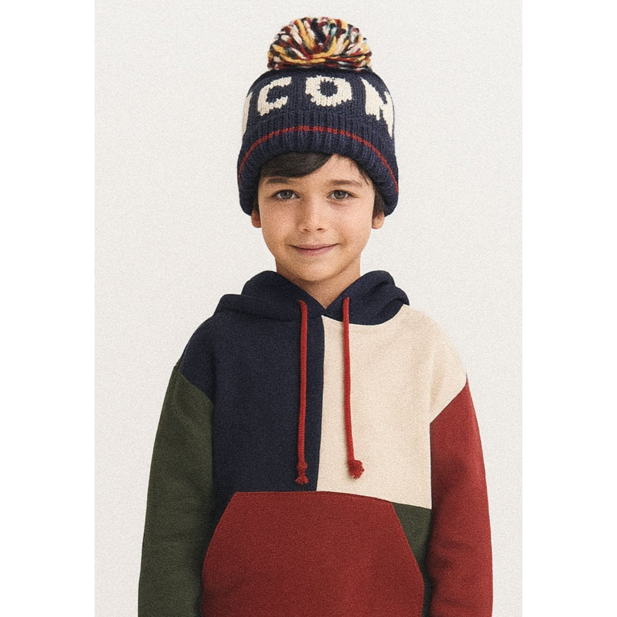 Boys' bobble hat in navy — complete product view for square Shop card