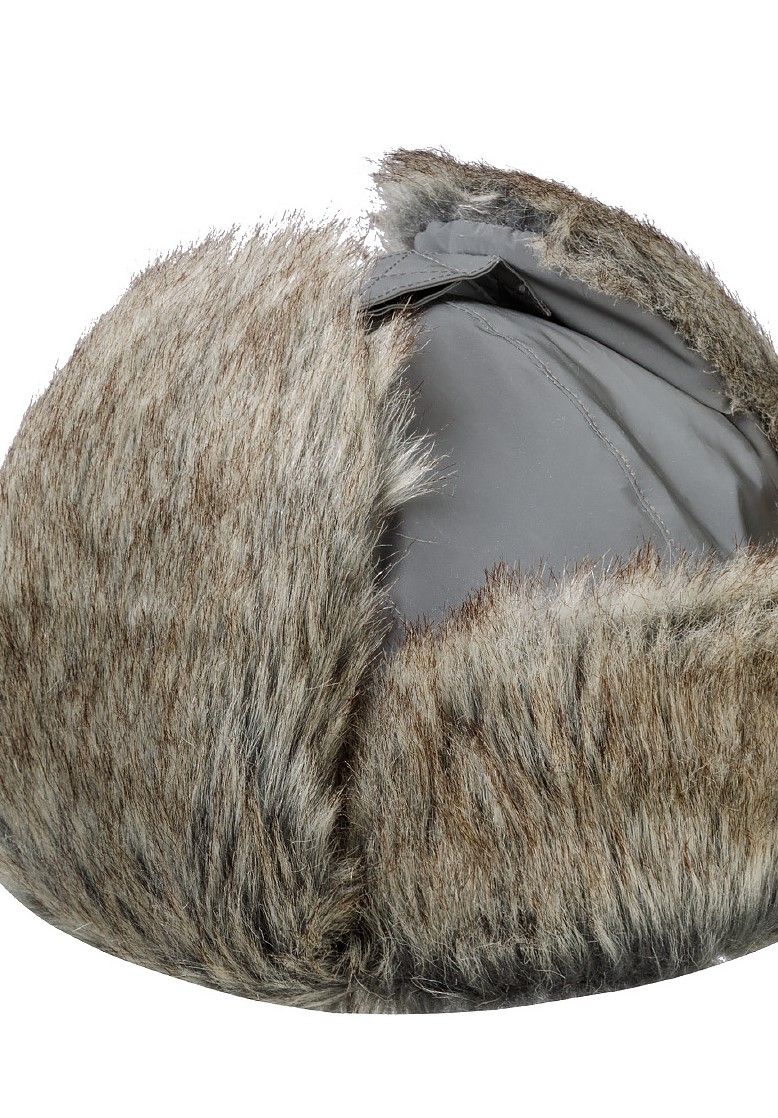 Trapper Hat Grey Faux Fur Ear Flaps Unisex - 3