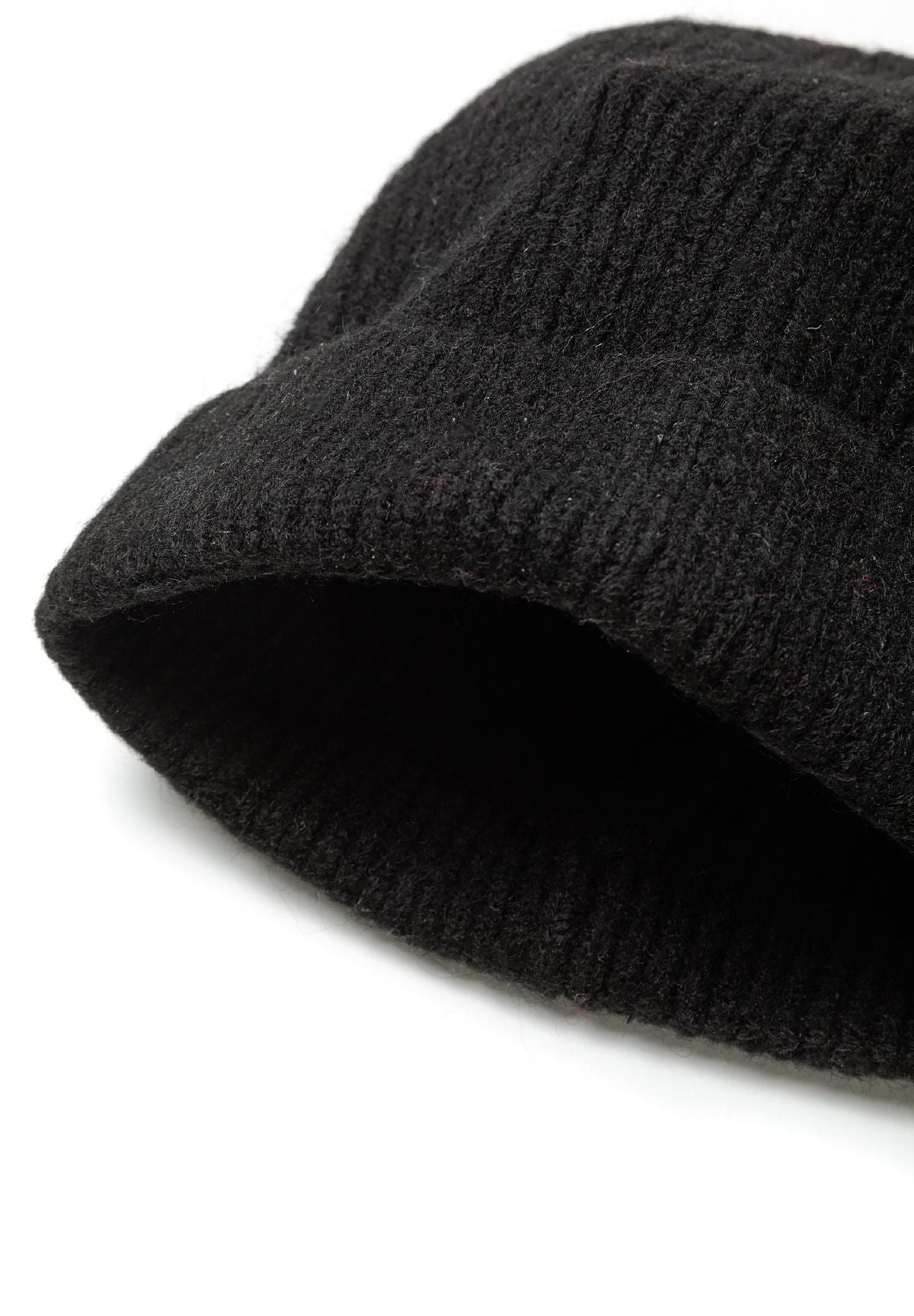 Ribbed Knit Beanie, Reflective Detail, Black - 3