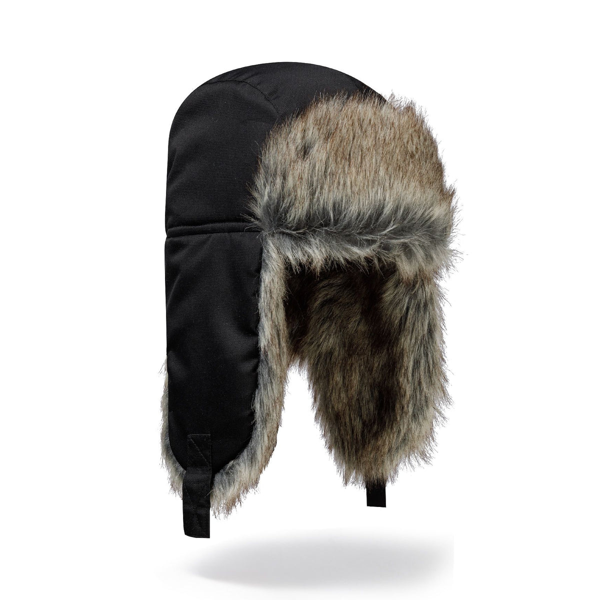 Kids' trapper hat in black and brown — complete product view for square Shop card