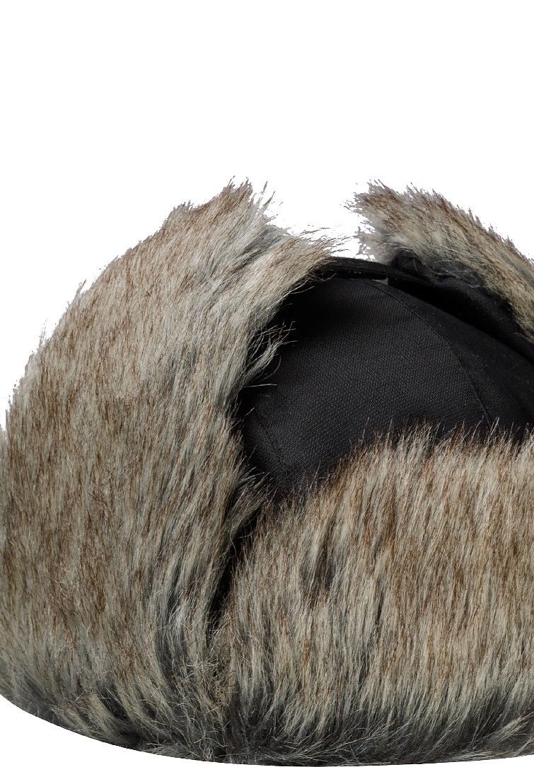 Faux Fur Trapper Hat, Black, Ear Flaps - 3