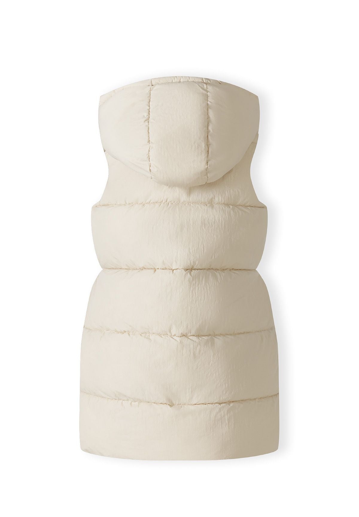 Cream longline padded gilet, back.