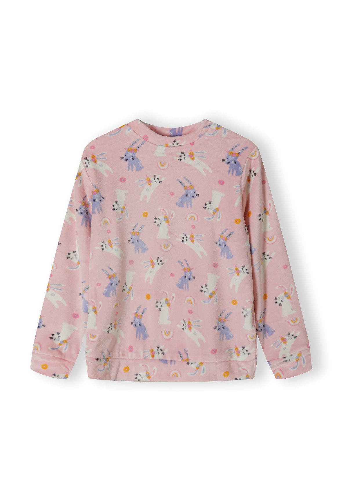 Pink velour pyjamas, top front.