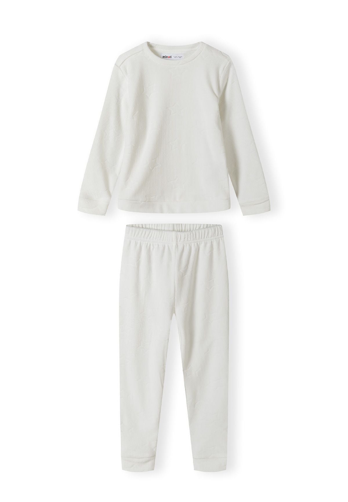 Cream textured pyjamas, set front.