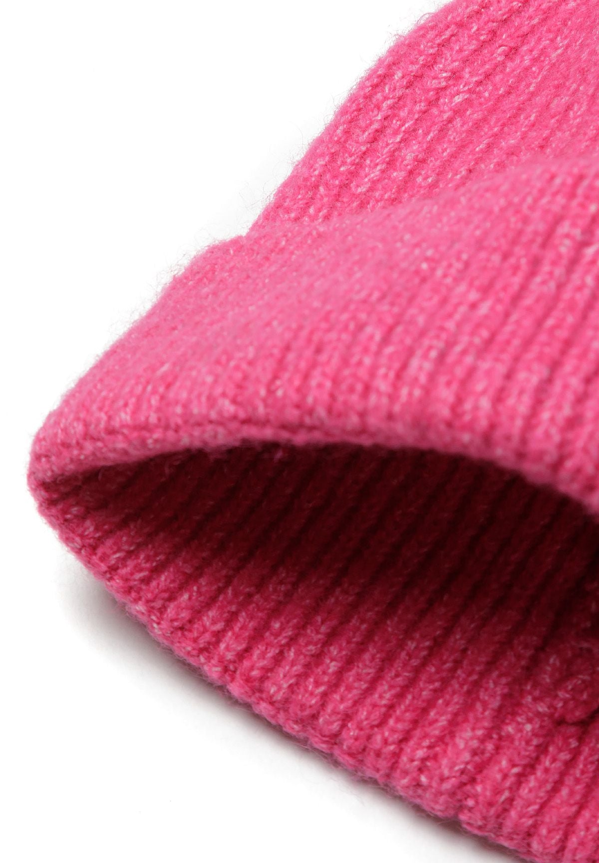 Knitted Beanie Hat, Pink, Ribbed - 3