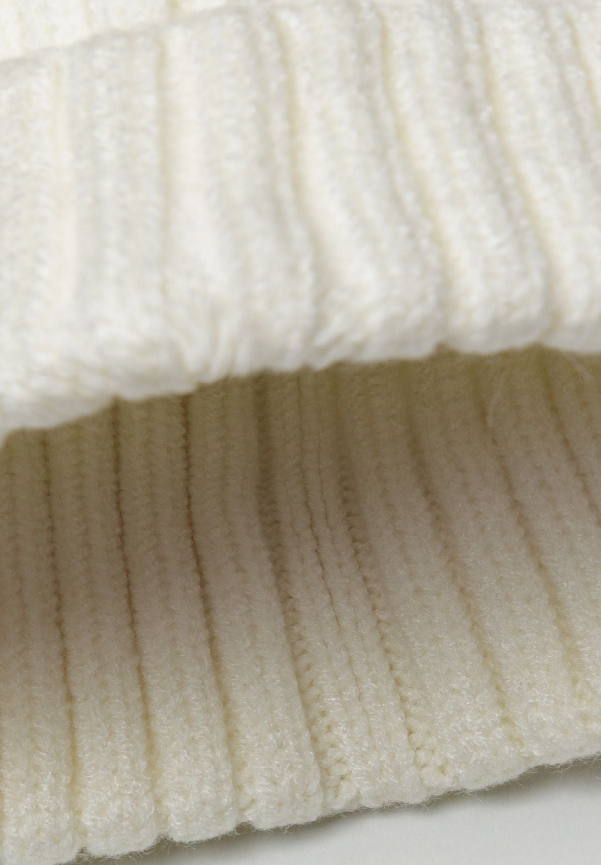Ribbed Beanie, Cream, Pom Pom - 3