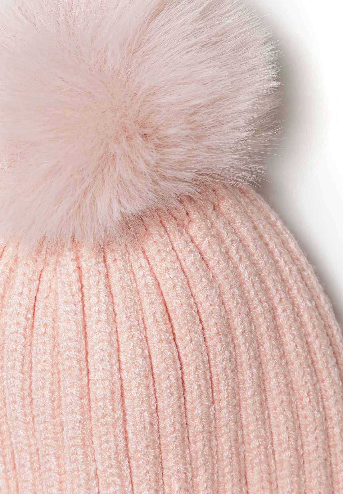 Ribbed Beanie, Light Pink, Pom Pom - 4