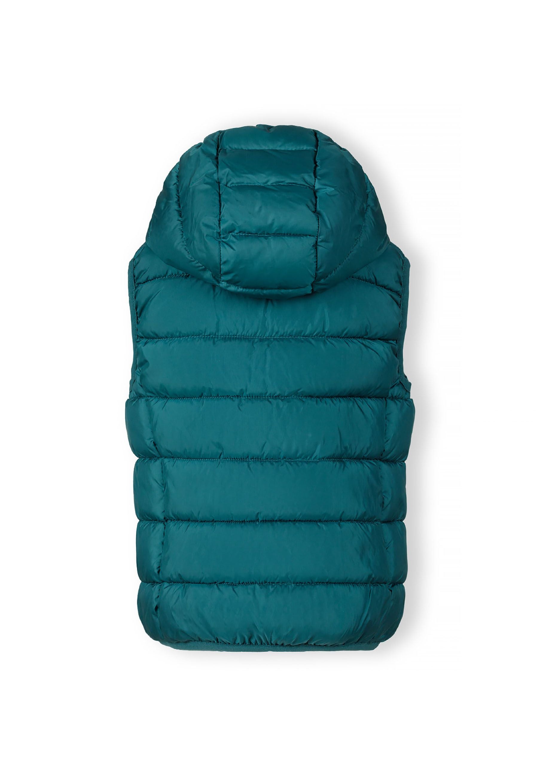 Quilted Padded Gilet, Teal, Detachable Hood - 3
