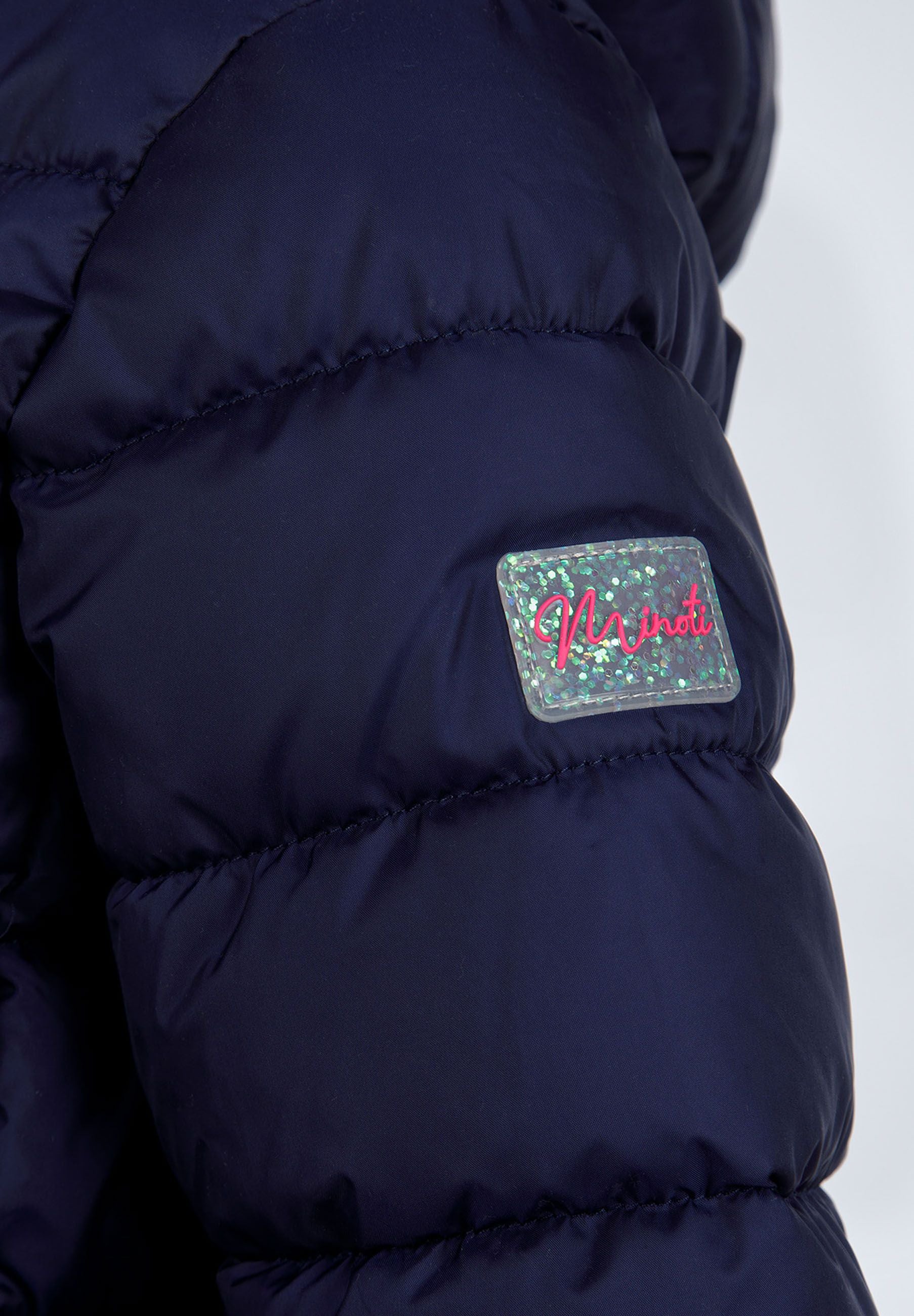 Quilted Puffer Jacket, Navy, Detachable Hood - 6