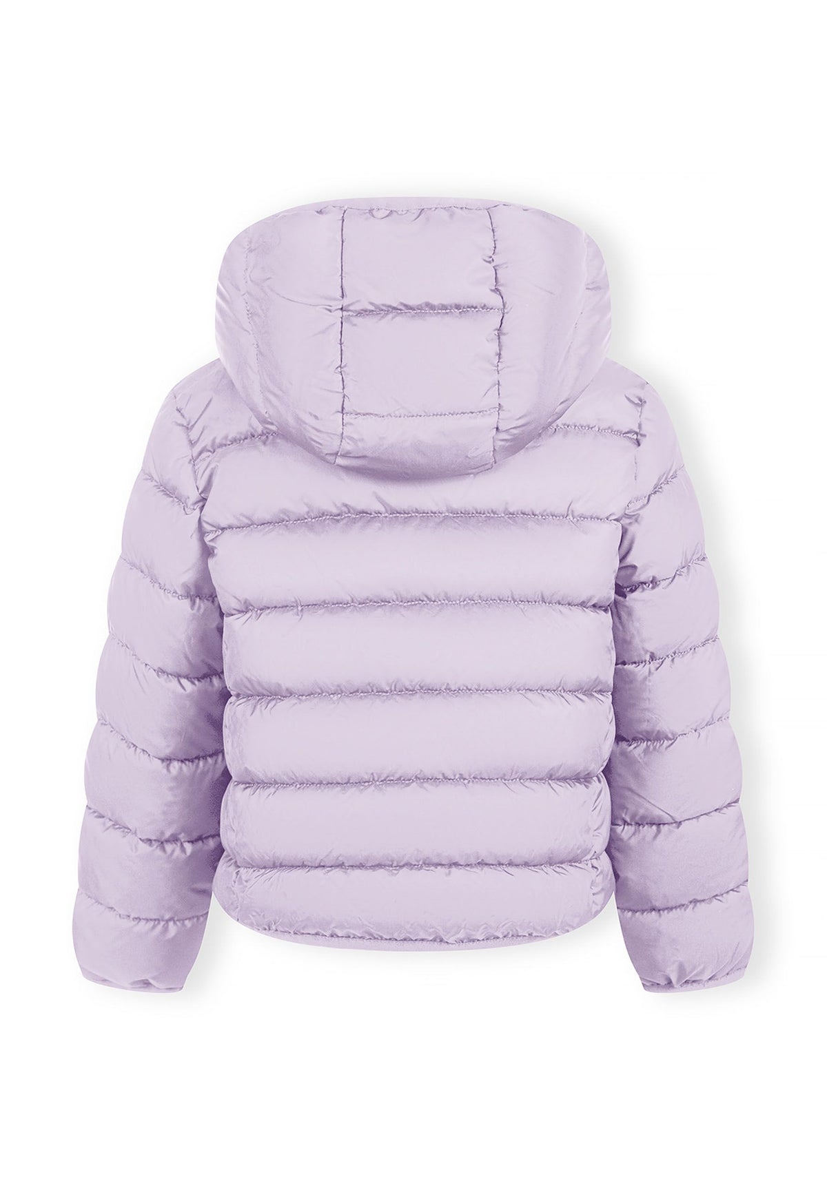 Back of a lilac puffer jacket.