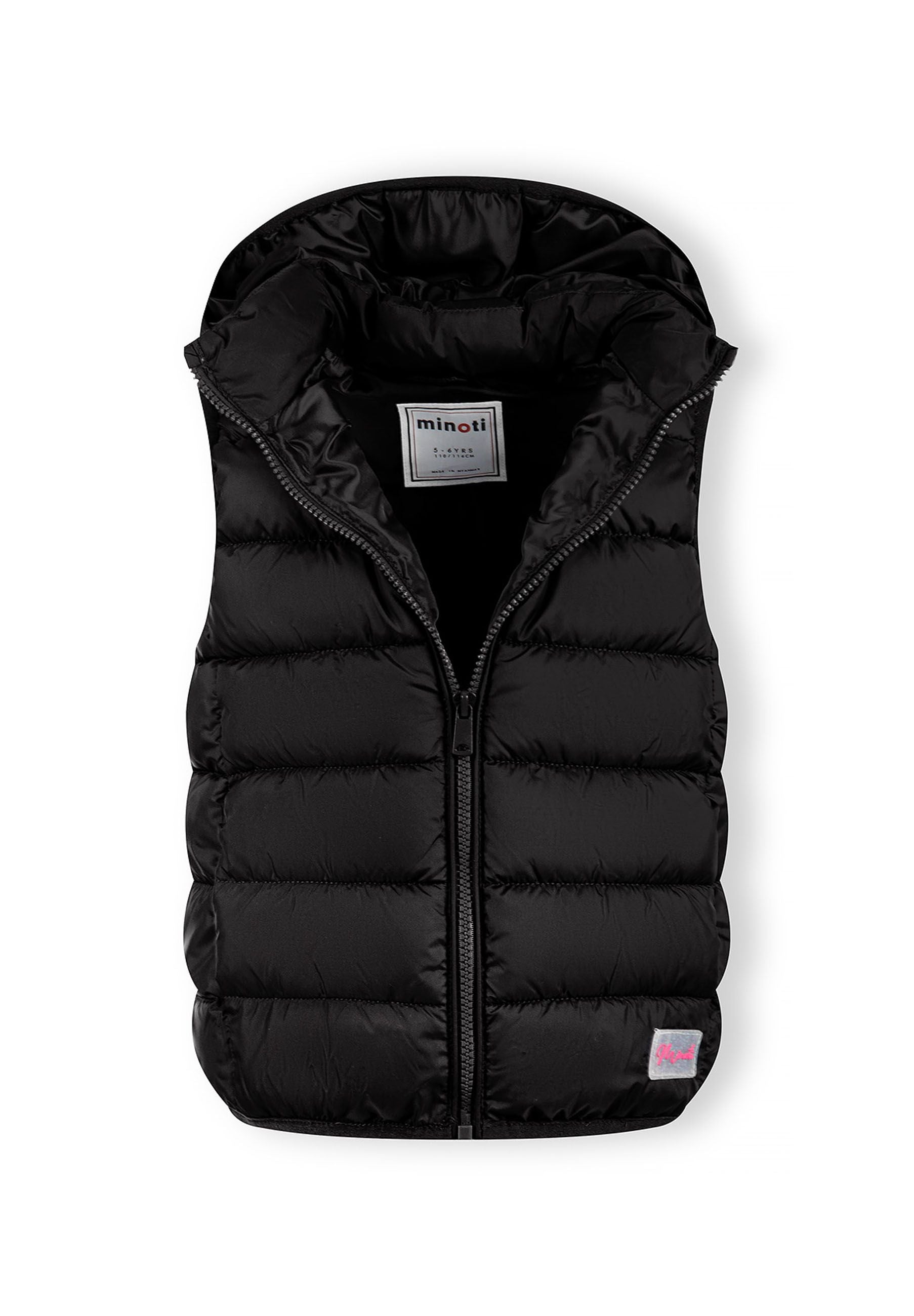 Quilted Gilet, Detachable Hood, Black - 4