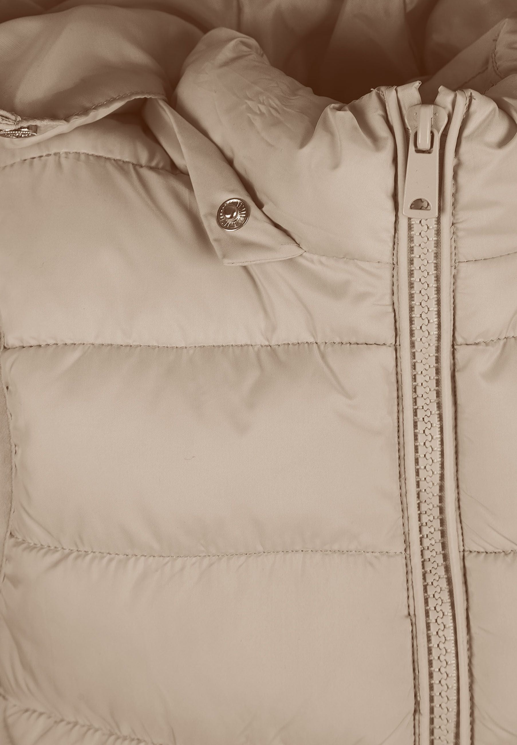 Quilted Gilet, Detachable Hood, Beige - 5