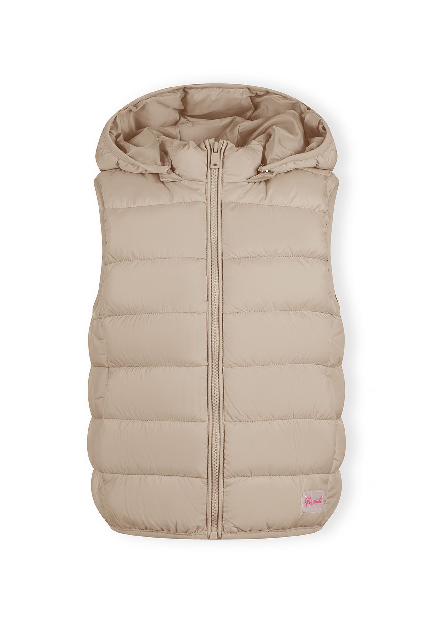 Quilted Gilet, Detachable Hood, Beige - 2
