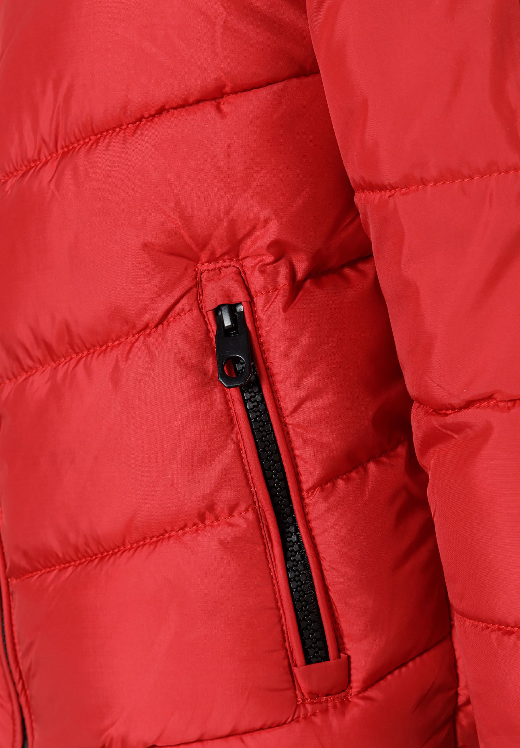 Quilted Puffer Jacket, Red, Hooded - 5