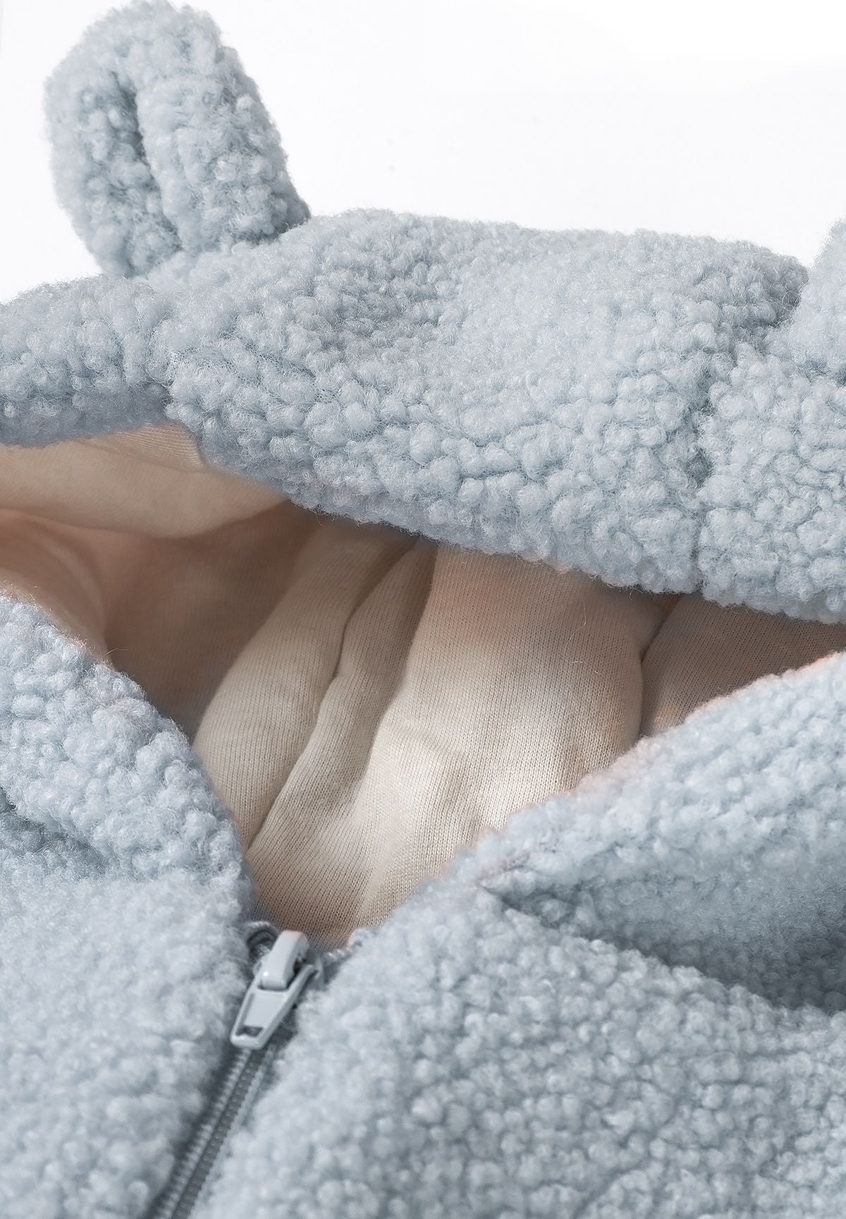 Teddy Fleece Jacket, Hooded with Ears, Light Blue - 5