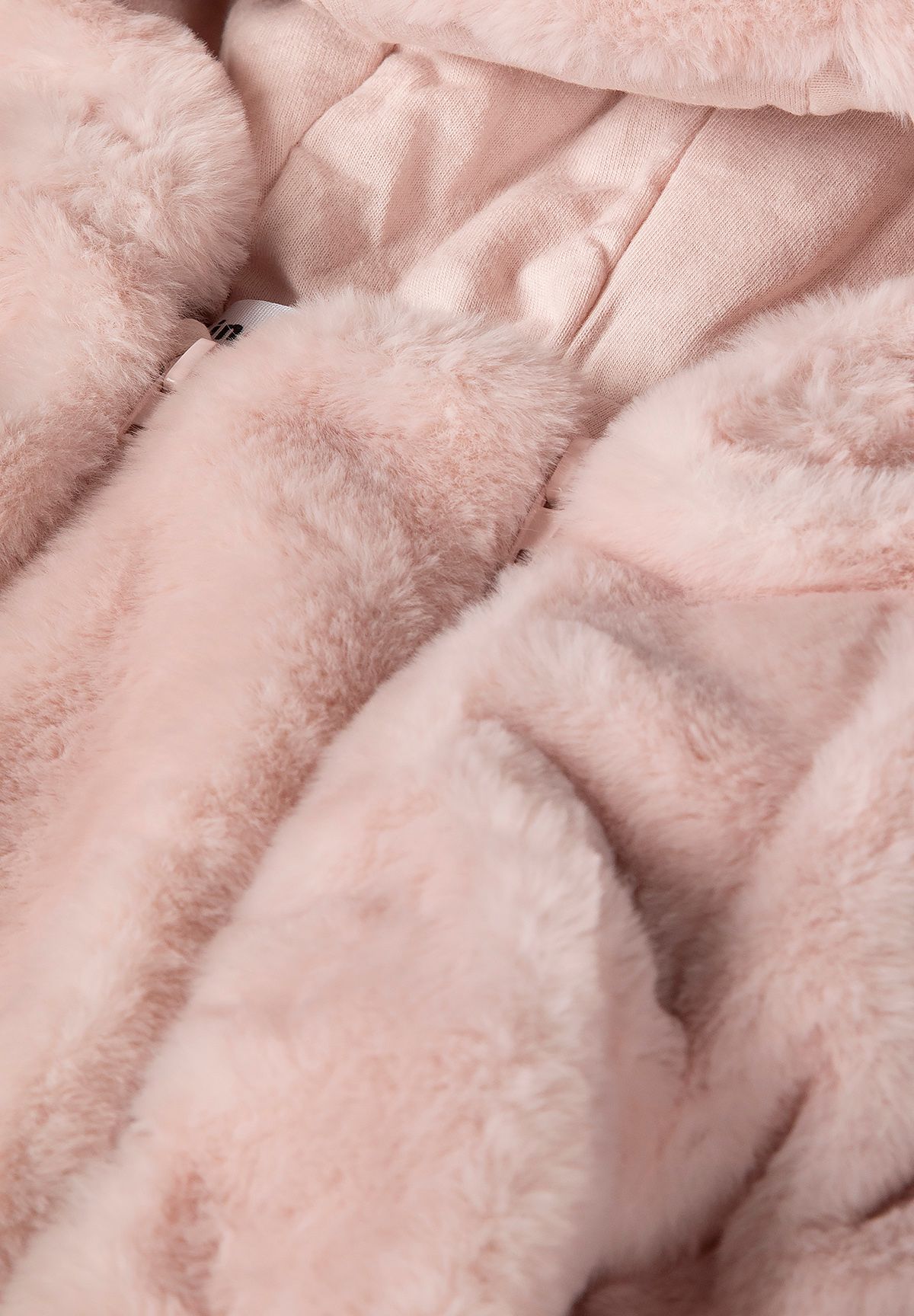 Faux Fur Snowsuit, Light Pink, Hooded with Ears - 5
