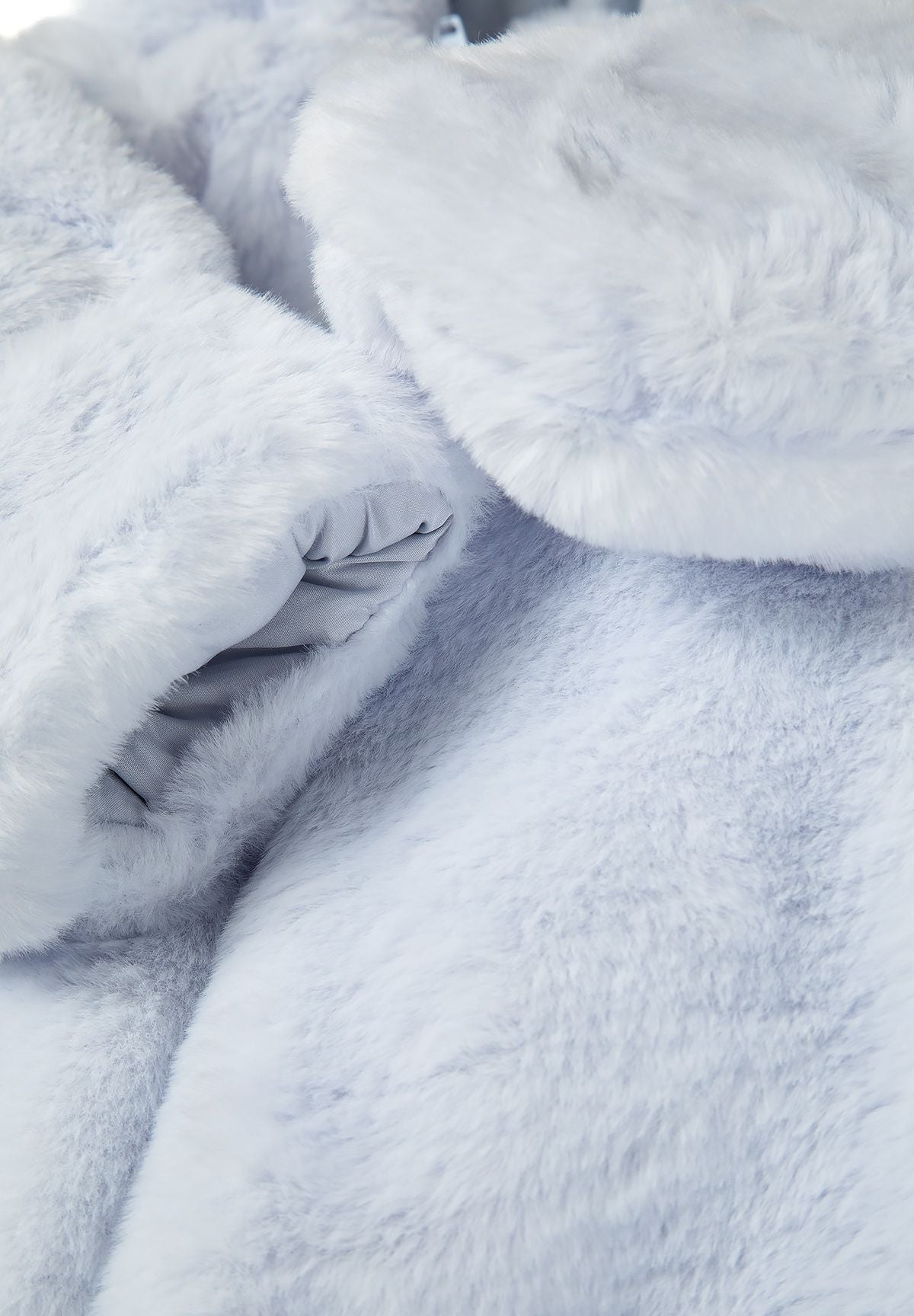 Faux Fur Snowsuit with Ears, Light Blue, Hooded - 5