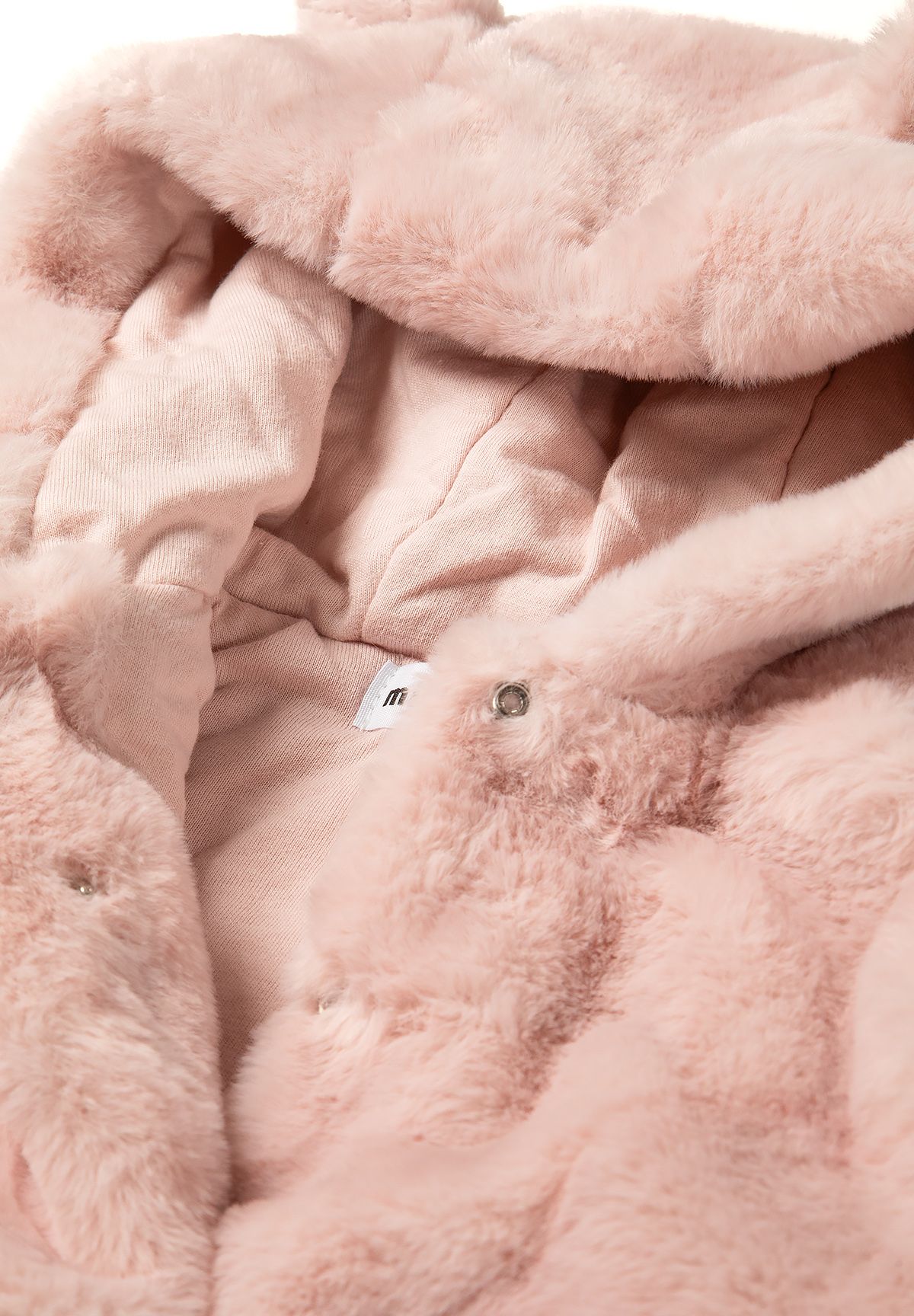 Faux Fur Jacket, Bear Ears Hood, Pink - 3