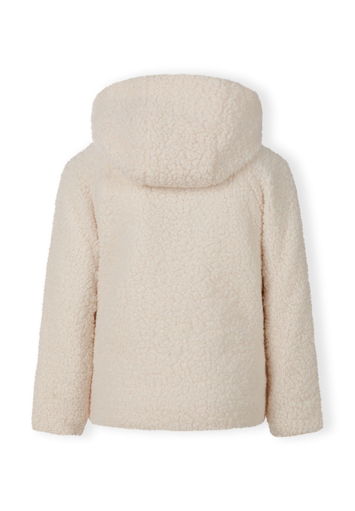 Back of a cream teddy jacket.