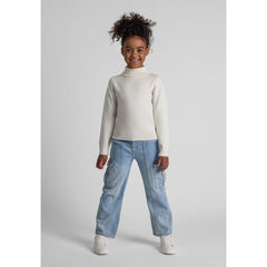 Girls' high neck jumper in cream — complete product view for square Shop card