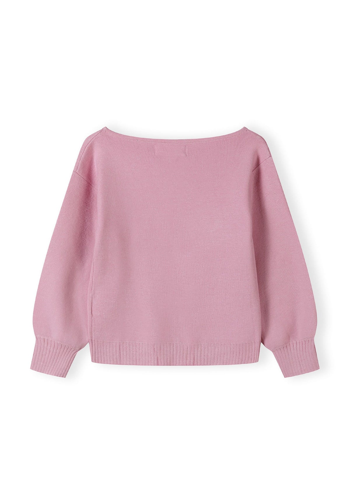 Pink boat neck jumper, back.