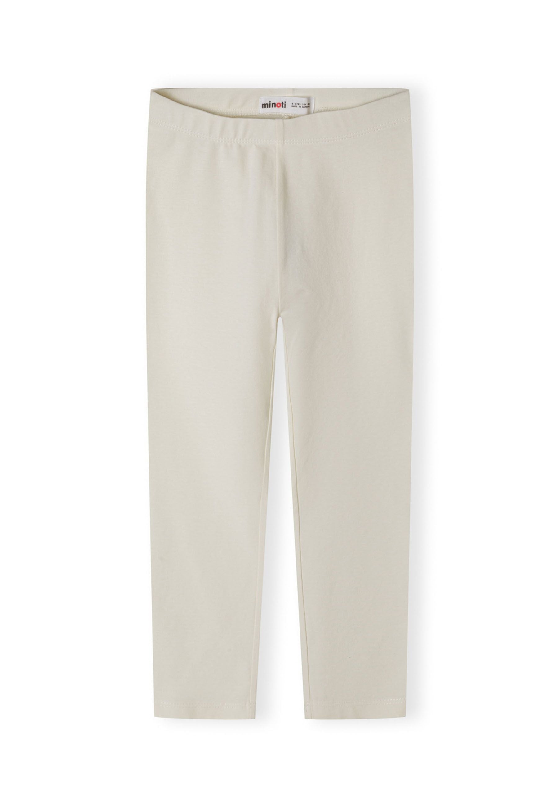 Girls jersey leggings in light grey, front view, featuring an elastic waistband.