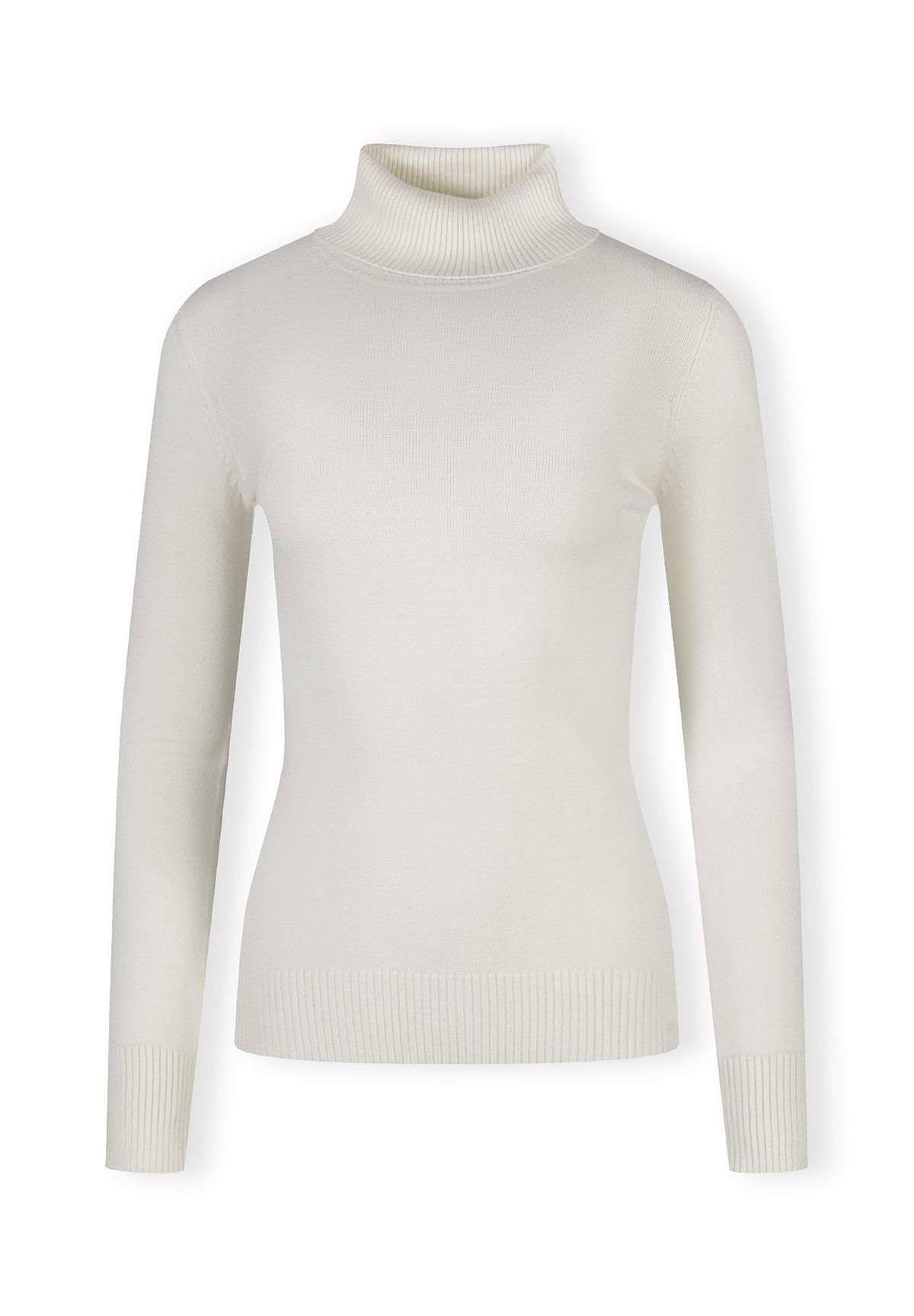 Cream roll neck jumper, front.
