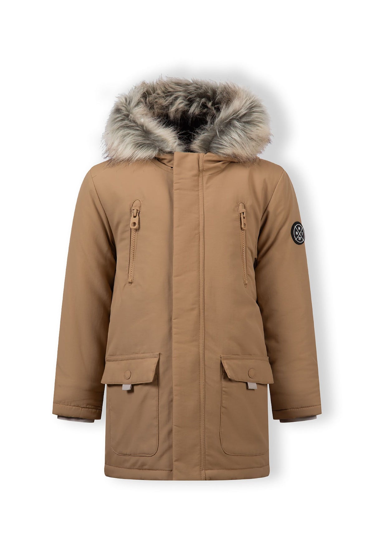 Front of a camel parka.