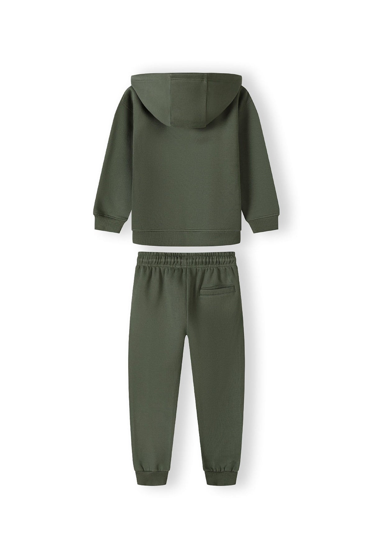Khaki hoodie and joggers set, set backs.
