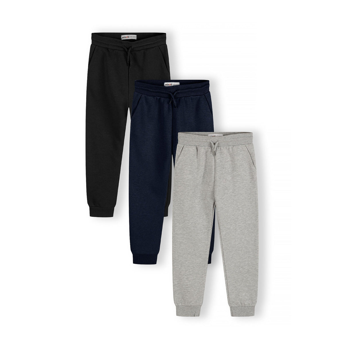 Boys' joggers 3-pack in black, navy and grey marl — complete product view for square Shop card