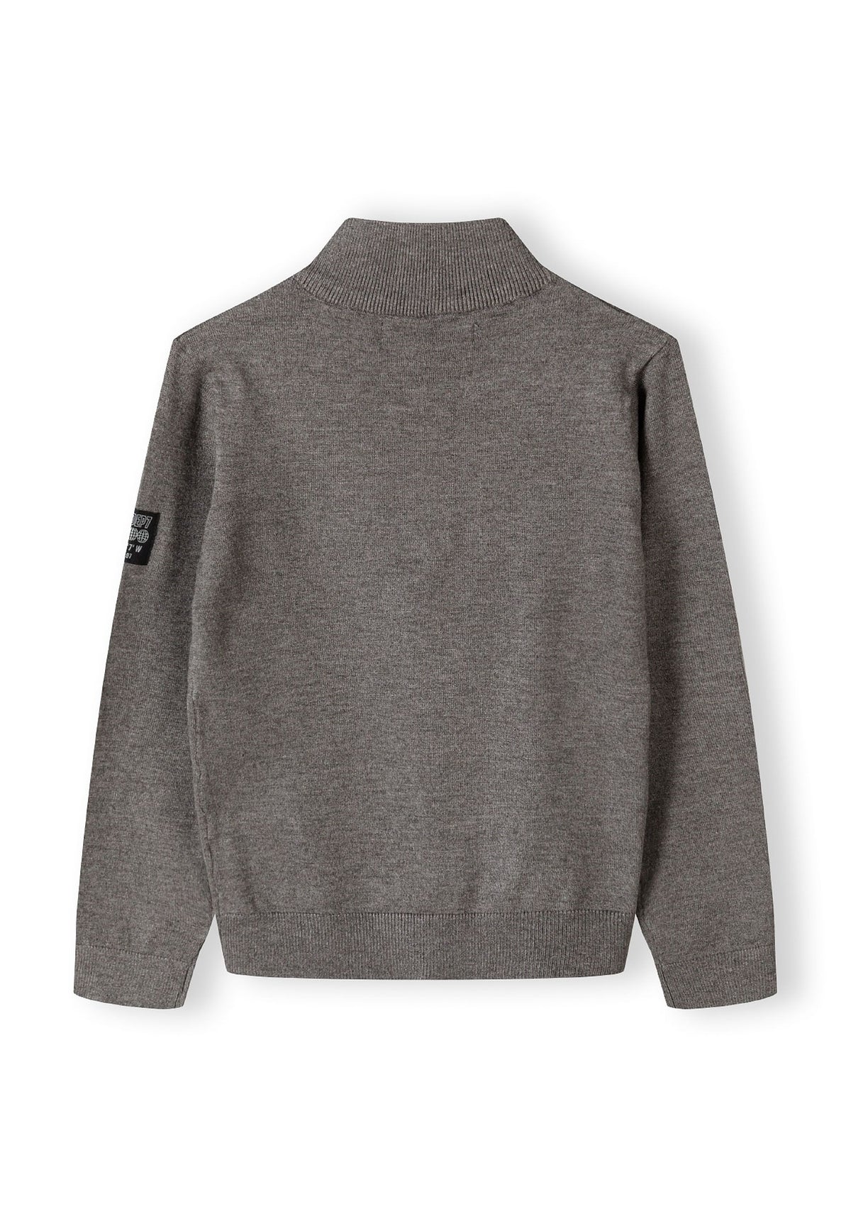 Grey quarter-zip jumper, back.