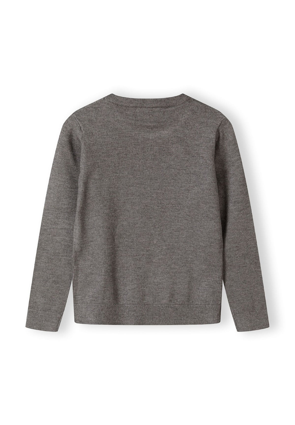 Grey fine knit jumper, back.