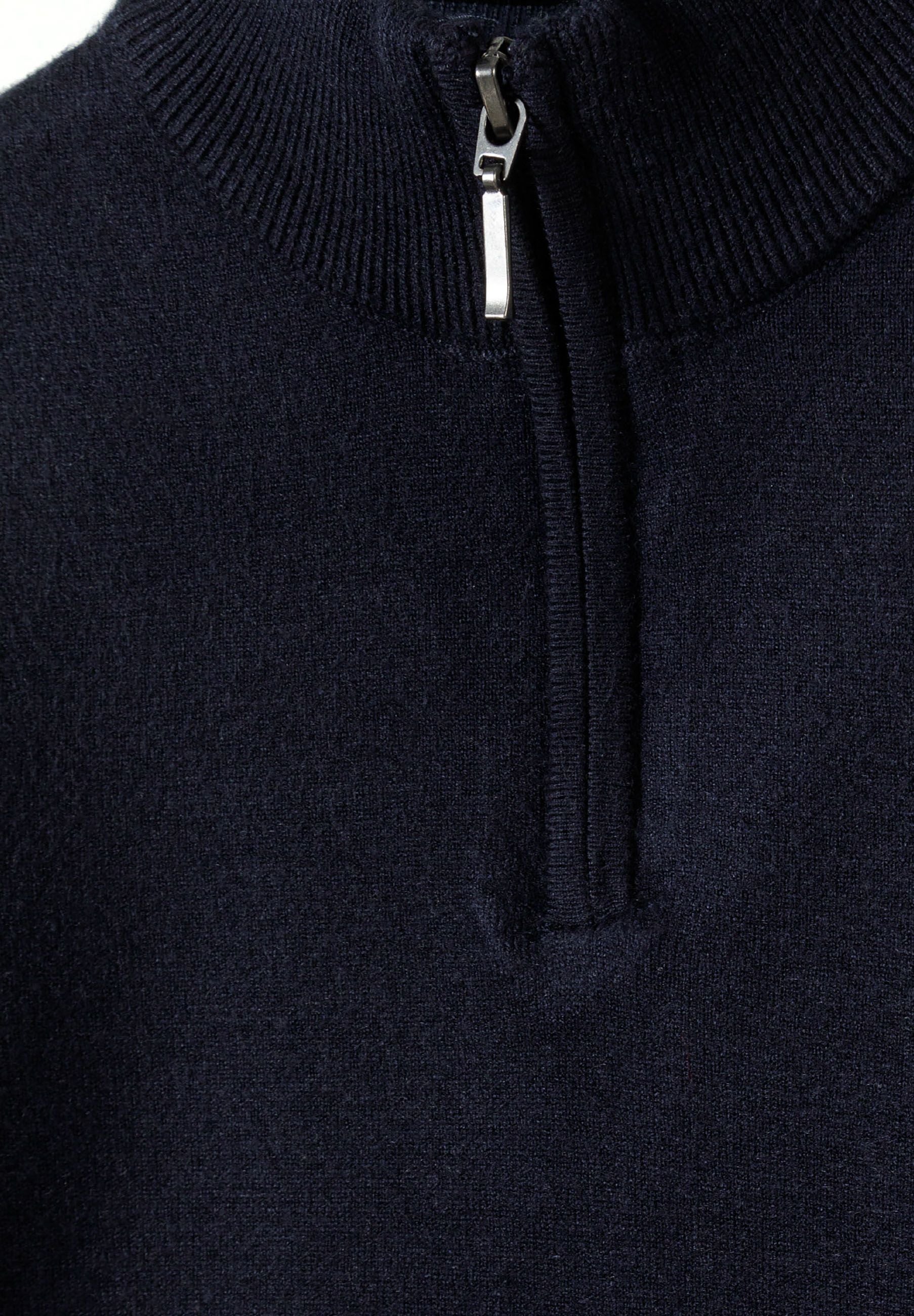 Half-Zip Jumper, Navy, Stand Collar - 3